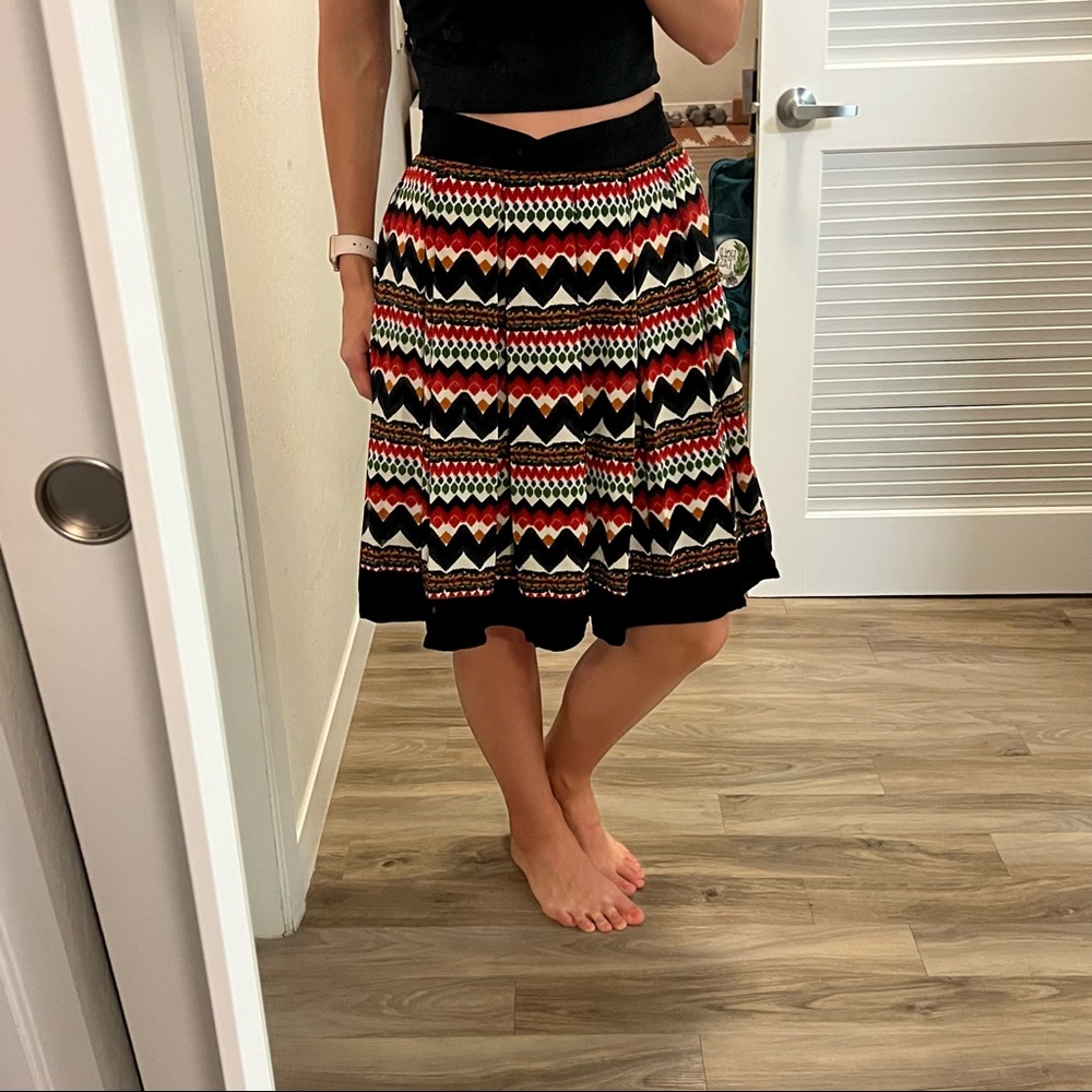 Anthropologie Fei Denpasar Tribal Geometric Print Pleated Skirt size 4